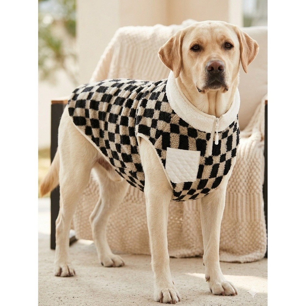 Size Large Boots &‎ Barkley Sherpa Black & White Checkerboard Dog Jacket